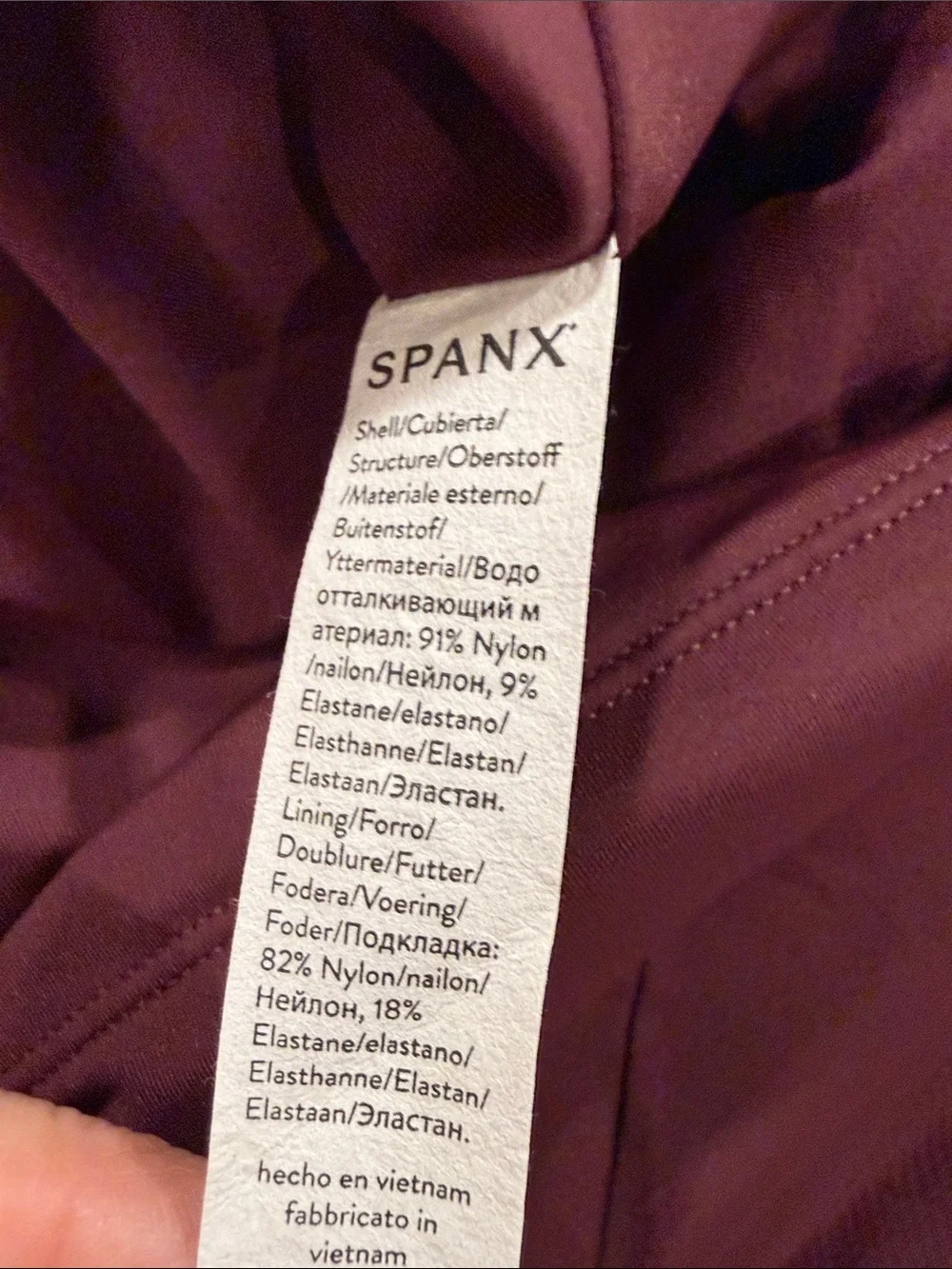 SPANX Pique’ Size L Textured V-Neck Mini Swim Bathing Suit Dress in Burgundy